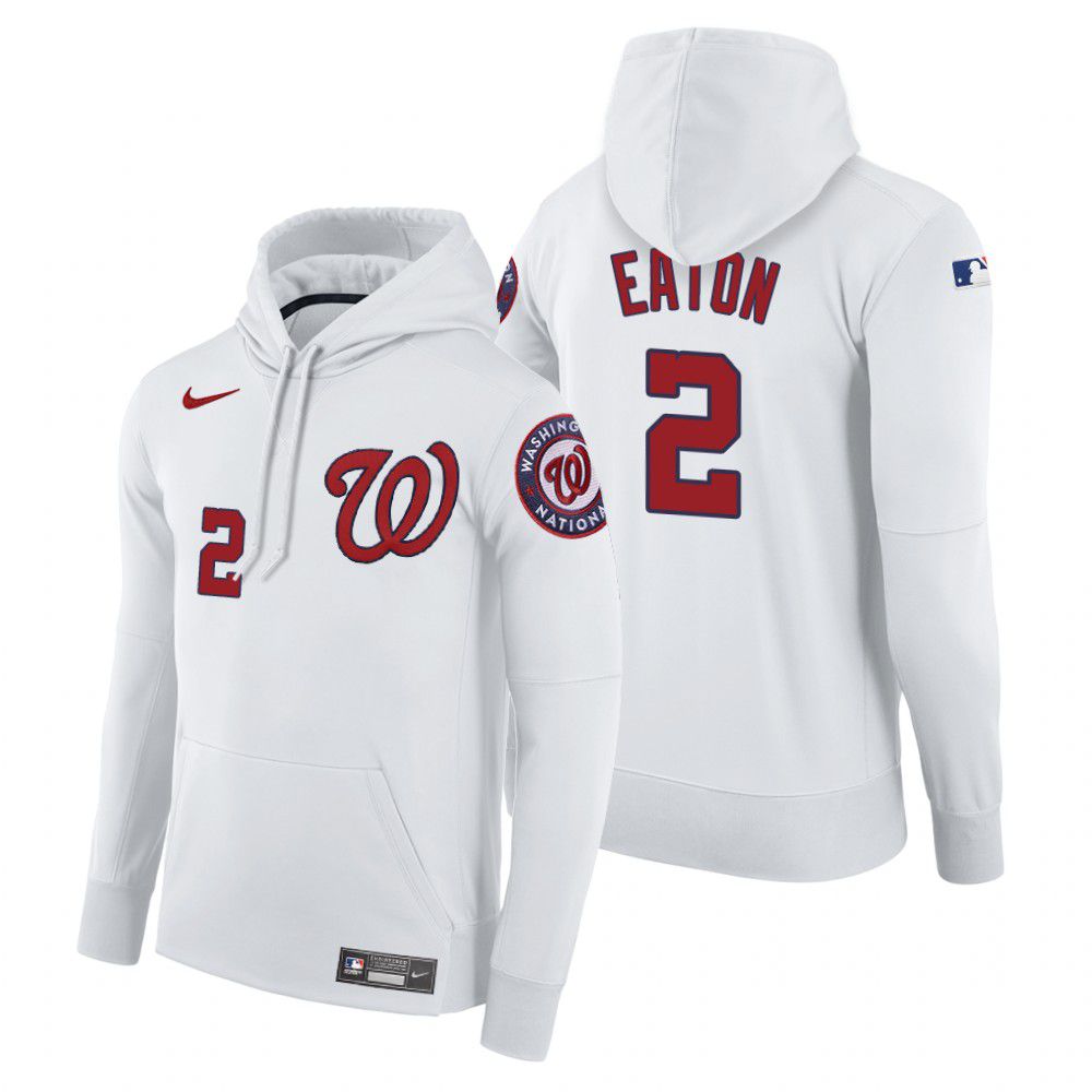 Men Washington Nationals #2 Eaton white home hoodie 2021 MLB Nike Jerseys